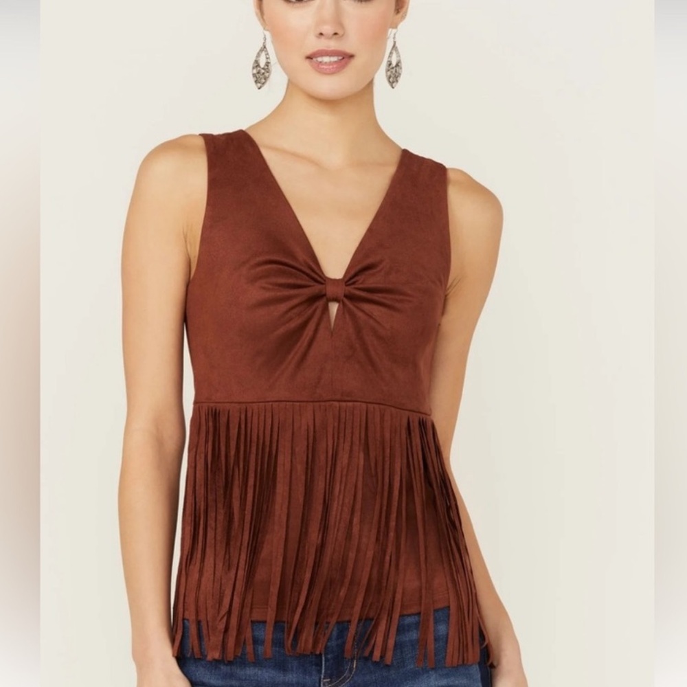 Idyllwind | Women's Pennington Faux Suede Twisted Fringe Top